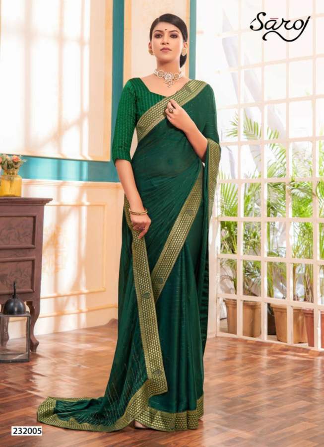 Saroj Prisha Designer Festive Wear Georgette Fancy Border Saree Collection